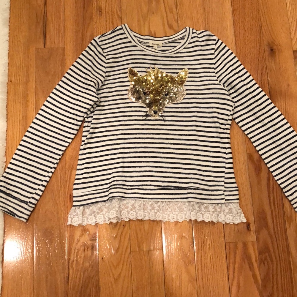 Sparkly Girls XL striped sequins top size XL - Picture 1 of 2